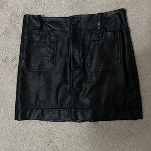 Anthropologie black faux leather mini skirt